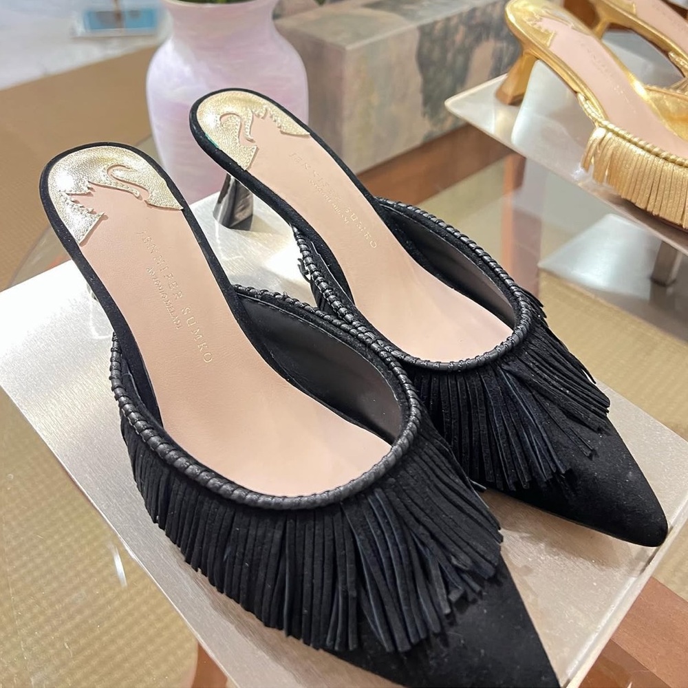 Antonio Melani
x Jennifer Sumko Mimi Kidsuede Fringe Dress Mules